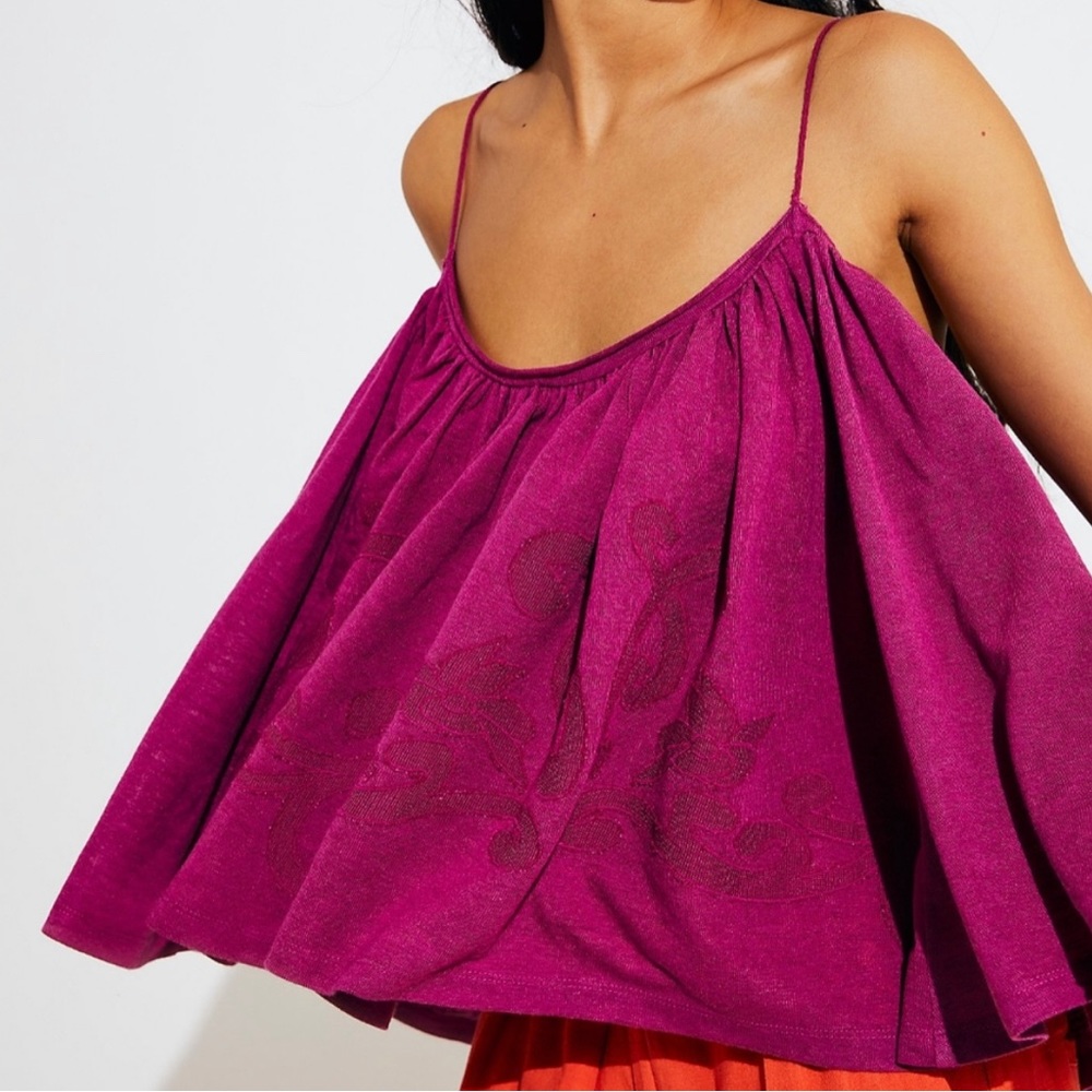 NEW Free People Azalea Magenta On Clouds Drapey Tank M